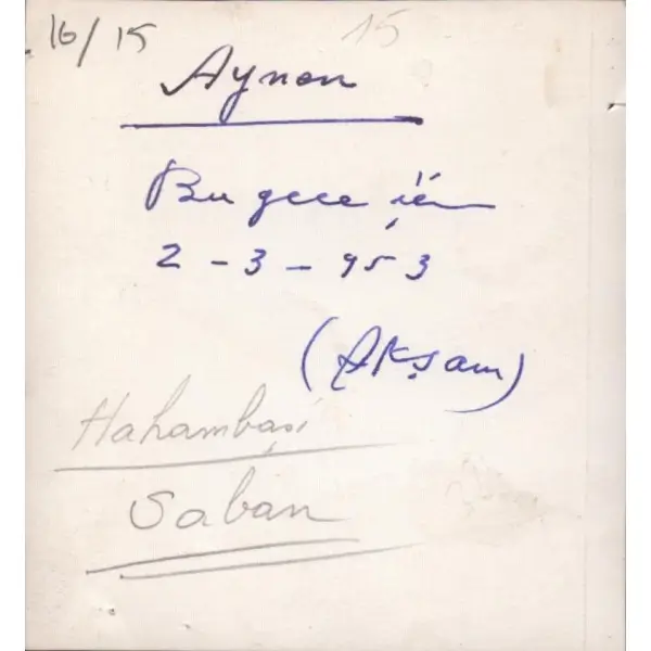 Eski Dönem Türkiye Hahambaşısı Rafael Saban, 2 Mart 1953, 10x11 cm