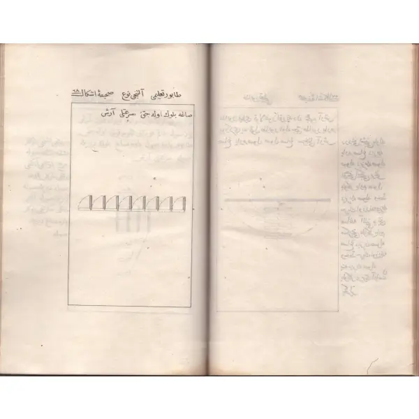 Deri sırtlı ve ebrulu cildinde, ilk taşbaskı kitabımız NUHBETÜ´T-TA´LÎM- TABUR TA´LÎMİ, Koca Hüsrev Paşa, 1247, 13 sayfa metin+79 sayfa planş/çizim, 13x20 cm