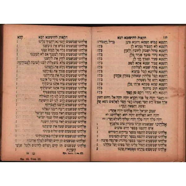 Kabartmalı orijinal karton cildinde MACHZOR SHALOSH REGALİM (מחזור לשלוש רגלים), 3. Cilt, Viyana 5674 (1914), 454 s., 13x19 cm