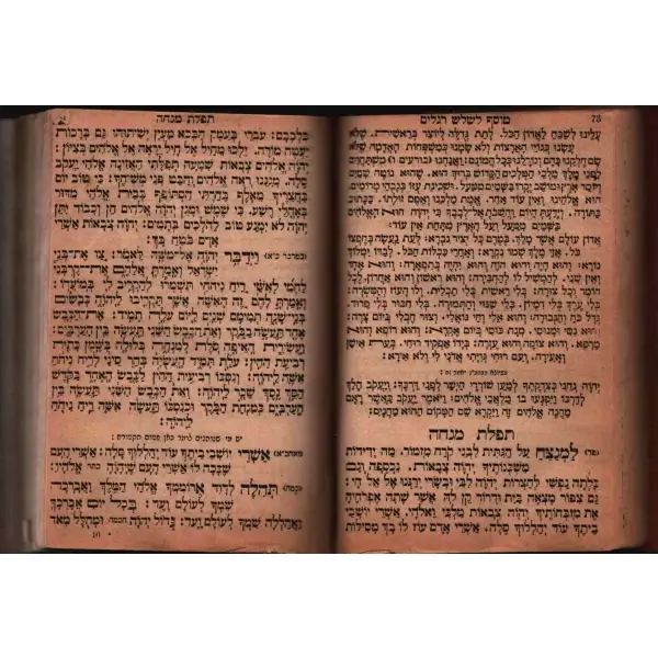 Karton cildinde MACHZOR LE SHALOSH REGALİM (שלוש רגלים), 3. Cilt, 1879 (5639) baskı, 552 s. Joseph Schlesinger Kütüphanesi, 17,5x11 cm