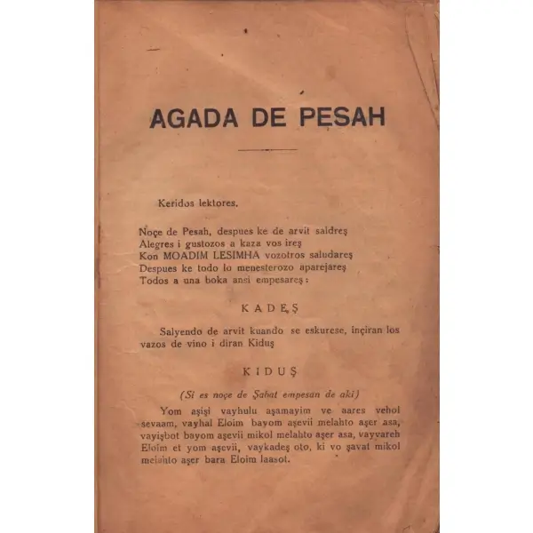 HAGADA SHEL PESAH, Yitshak Bueno, İstanbul 1953, Güler Basımevi Matbaası, 48 s., 13,5x20 cm