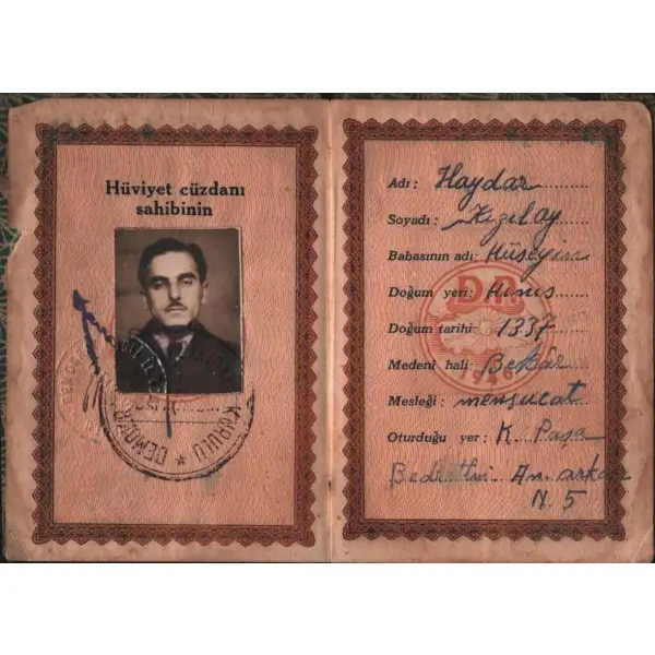 Haydar Kızılay´a ait Demokrat Parti hüviyet varakası, 1946, 7x11 cm