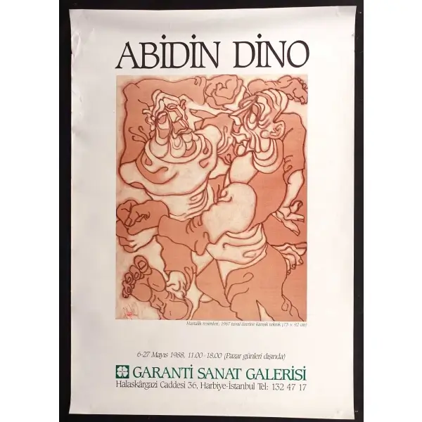 Abidin Dino sergi afişi, Garanti Sanat Galerisi, 1988, 47x68 cm (3 adet)