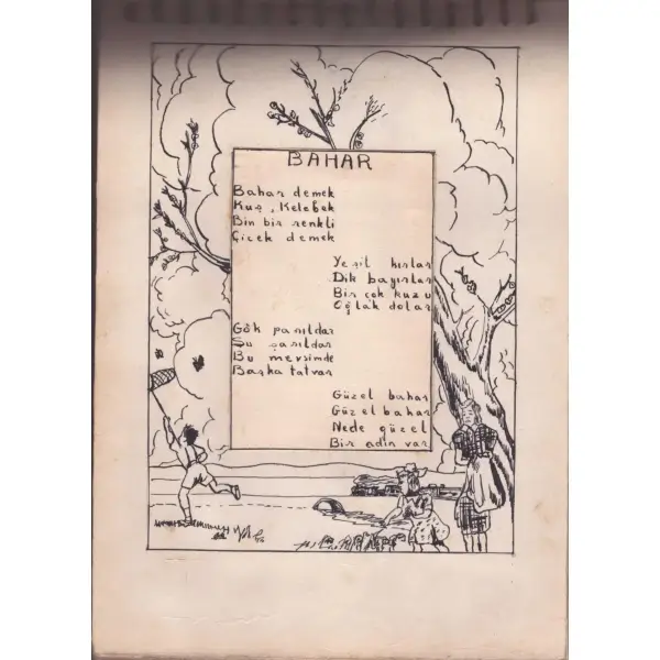 Ressam Hasan Kavruk'un terekesinden, el çizimi ve yazısıyla MEVSİM VE AYLAR, Hikmet Atillâ Gökay, 16 s., 18x25 cm