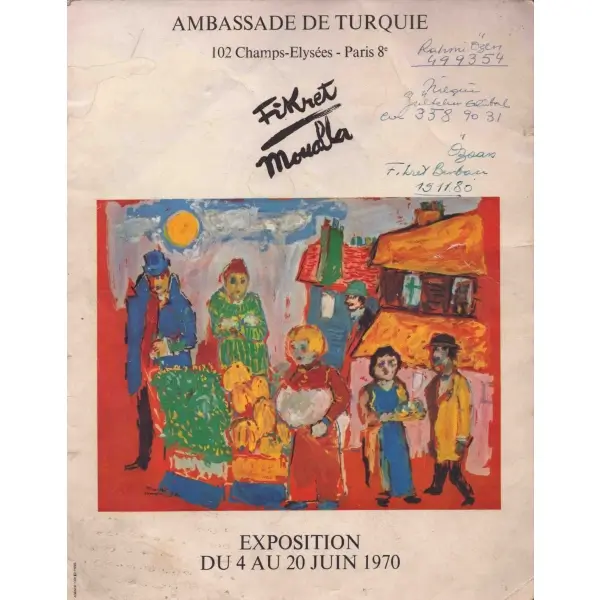 Fikret Mualla´nın, 1970 yılında Paris Türk Büyükelçiliği´nde düzenlenen sergisinin eser kataloğu, 21x27 cm