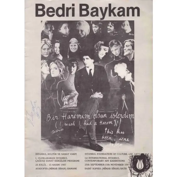 Bedri Baykam tarafından imzalı sergi kataloğu, 1987, 12 s., 23x32 cm