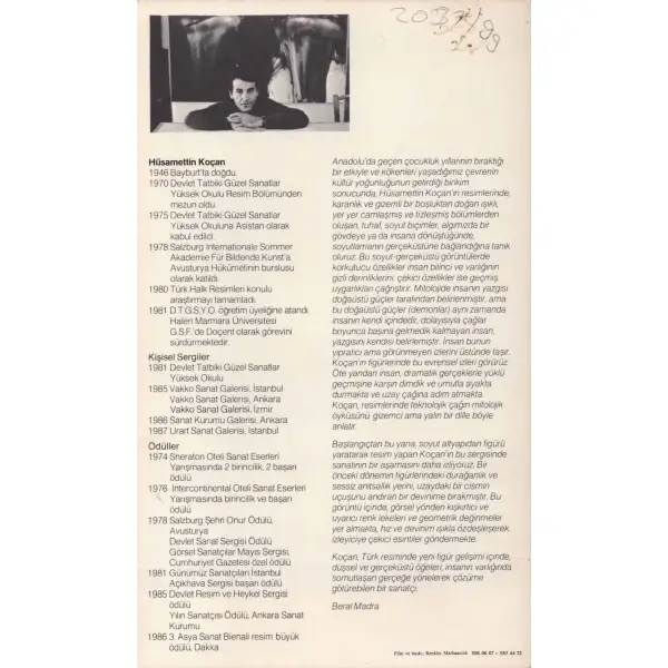 Hüsamettin Koçan tarafından imzalı resim sergisi tanıtım broşürü, Urart Sanat Galerisi, 1987, 12x20 cm