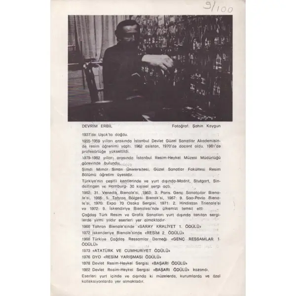 Devrim Erbil tarafından imzalı resim sergisi tanıtım broşürü, Nişantaşı Akbank Sanat Galerisi, 1983, 14x21 cm