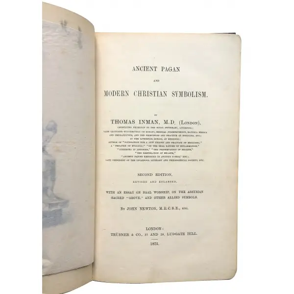 İngilizce ANCIENT PAGAN AND MODERN CHRISTIAN SYMBOLISM, Thomas Inman, 1875, New York: J.W. Bouton, 147 s., 18x24 cm