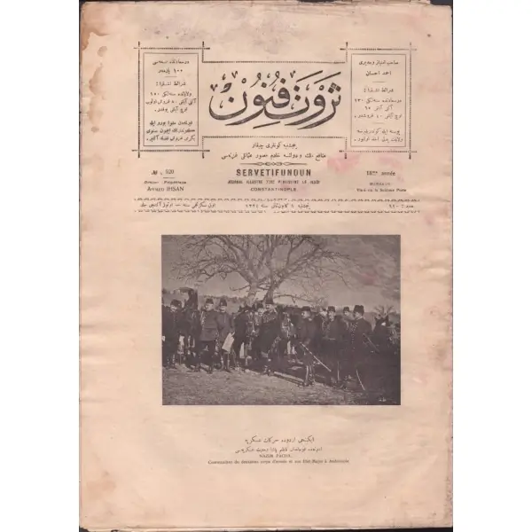 SERVET-İ FÜNUN dergisinin Kumandan Nazım Paşa görselli 920. sayısı, 1 Kanun-i Sani 1324, 24x32 cm