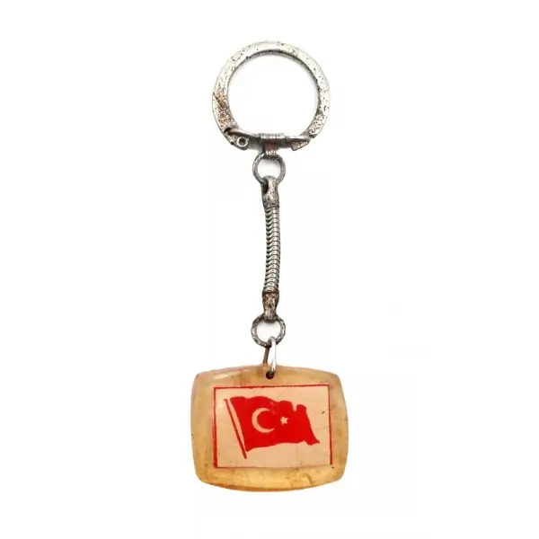 Türk bayrağı görselli anahtarlık, 9x3 cm