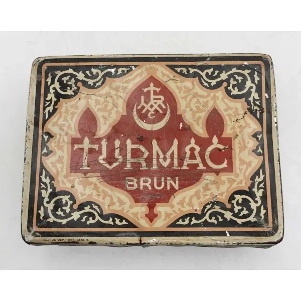 TURMAC BRUN marka, içi boş teneke sigara kutusu, 15x12x4 cm