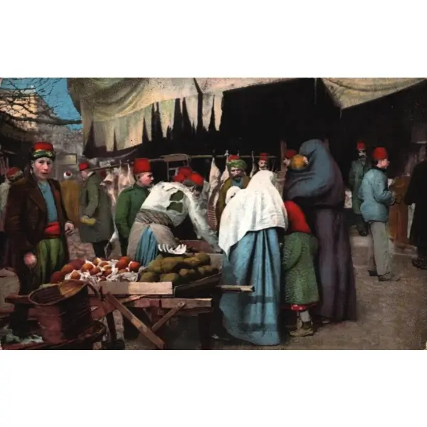 Çarşı´da alışveriş yapan insanlar, Constantinople, ed. E.F. Rochat