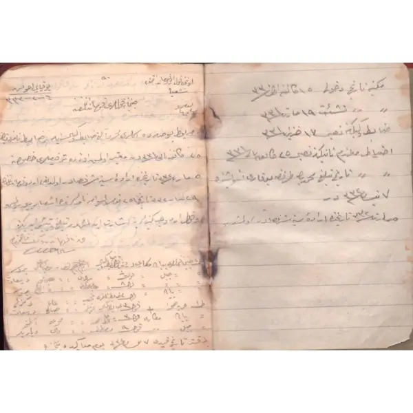 Darülfunun-ı Osmani Hukuk Şubesi öğrencisine mahsus kimlik cildinde, 6 sayfası yazılı not defteri, 1330´lar, 9x12 cm