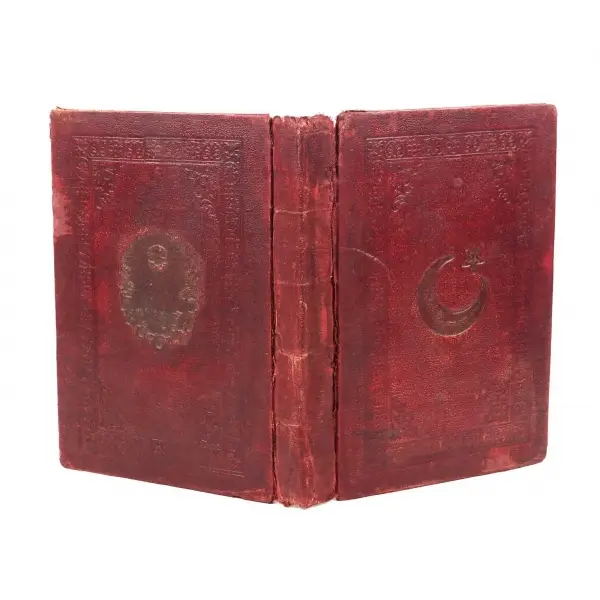 Ay yıldızlı ve Osmanlı armalı kitap cildi, 15x20 cm
