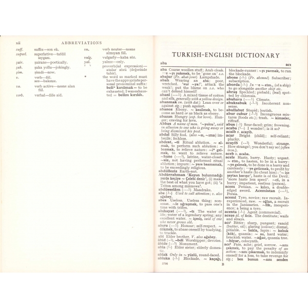 The Concise Turkish Dictionary, ed., A. D. Alderson - Fahir İz, Oxford, 1959, 806 sayfa, 12x18 cm