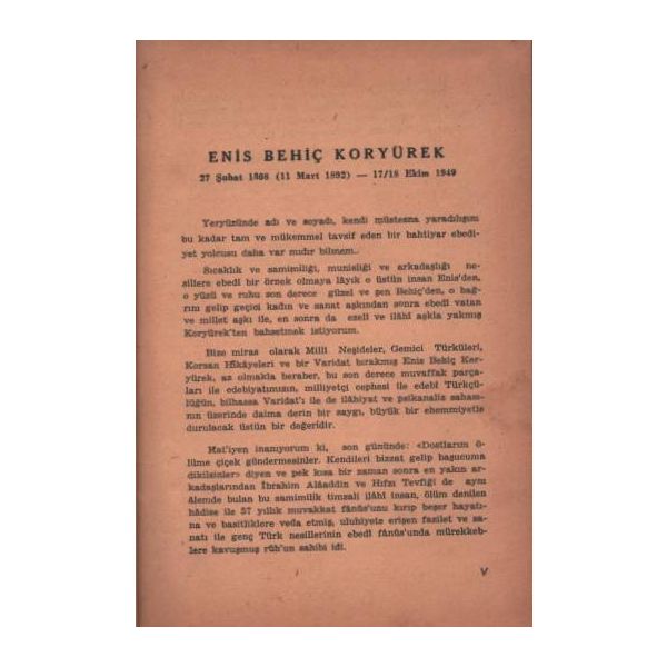 Enis Behiç Koryürek´den MİRAS VE GÜNEŞİN ÖLÜMÜ, Güneş Matbaacılık T.A.O., Ankara - 1951, 240 sayfa, 14x19 cm