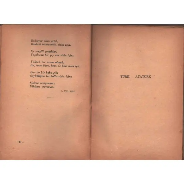 SİZİN İÇİN (Çocuklara Şiirlerim), Hasan-Âli Yücel, Ülkü Basımevi, 1937, 111 sayfa, 13x19 cm