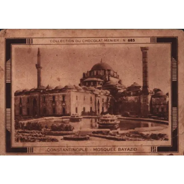II.Mehmed´in Türbesi görselli Fransızca çikolata kartı, Menier Chocolaté Collection 1816, Constantinople, 5x8 cm