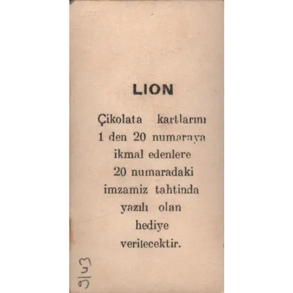 İstanbul Beyoğlu Galatasaray civarı, Lion Çikolata kartı, 5x9 cm