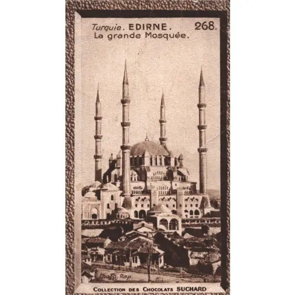 Edirne Selimiye Camii görselli Fransızca çikolata kartı, Foto Rap, Chocolat Suchard, 5x10 cm