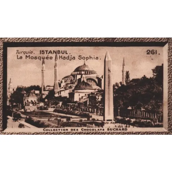 Ayasofya Camii görselli Fransızca çikolata kartı, Foto Rap, Chocolat Suchard, 5x10 cm