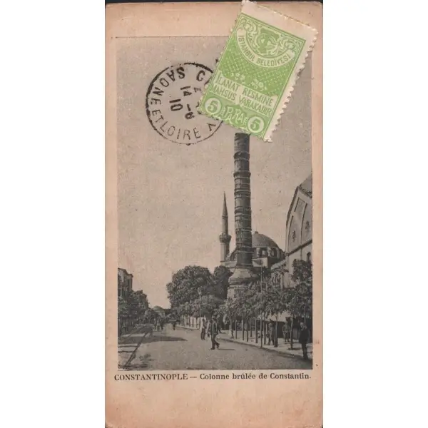 Çemberlitaş Sütunu, Veroscope Richard, ed. A. Norgeu,Paris, postadan geçmiş, 7x13 cm