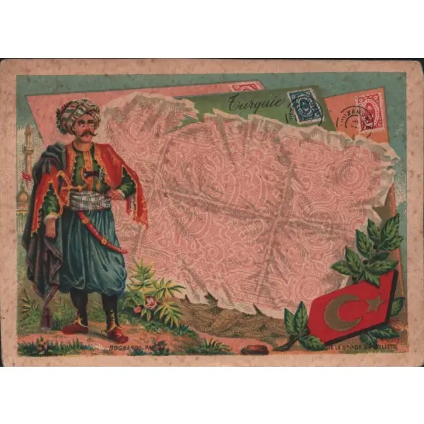 Zeybek görselli ticaret kartı, Bognard, Paris, 8x12 cm