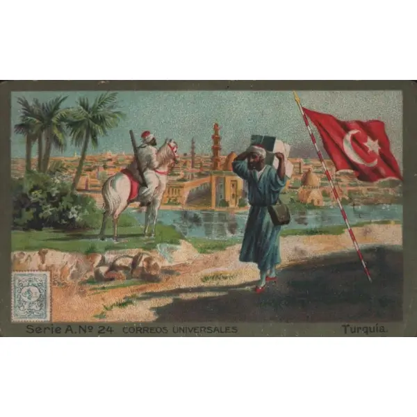 Türkiye görselli evrensel posta İspanyolca çikolata kartı, Chocolate Juncosa, Barcelona 1835, 7x11 cm