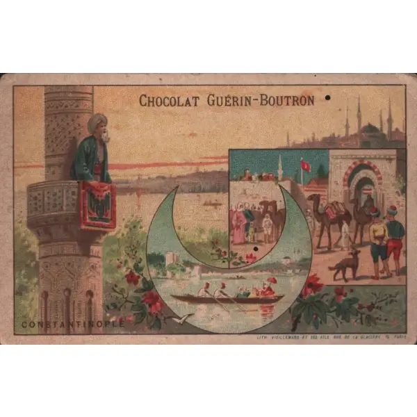 İstanbul görselli Fransızca çikolata kartı, Chocolat Guérin-Boutron, ed. Guérin-Boutron, Paris, 7x11 cm