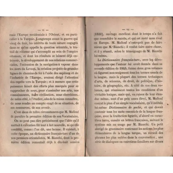 FRANSEVÎ VE TÜRKÎ LÜGATNÂMESİ, N. Mallouf, Paris 1856, 912 s., 11x17 cm