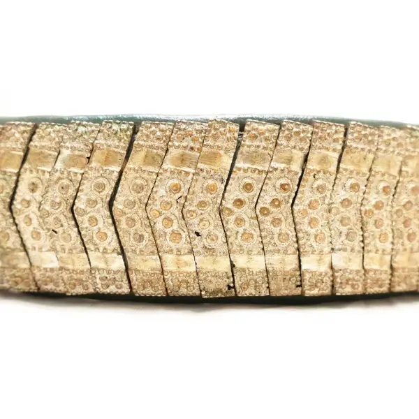 Deri üzeri düşük ayar gümüş, tokası taş süslemeli kemer, 80x4 cm