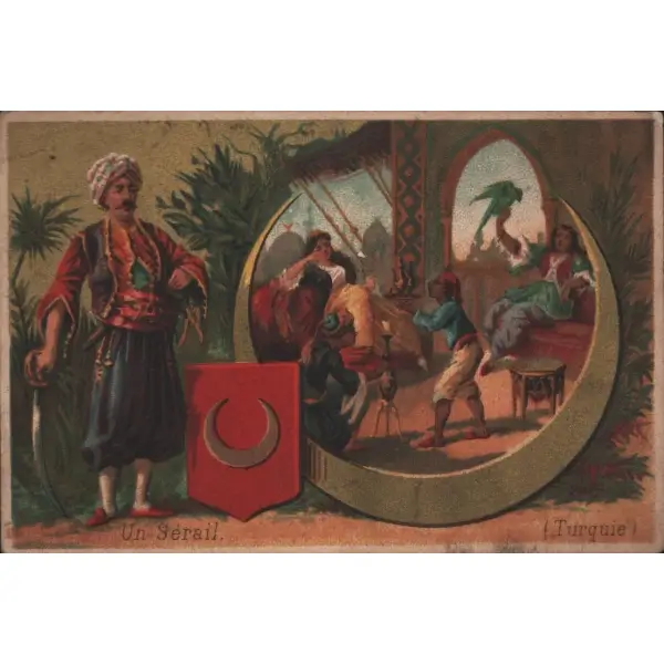 Saray hayatı görselli Türk ticaret kartı, 7x11 cm