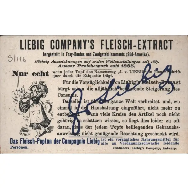 Ülkelere ait görsellerden oluşan 12 adet Almanca kart, Liebig et özü, ed. Liebig Et Şirketi, Antwerp, 7x11 cm
