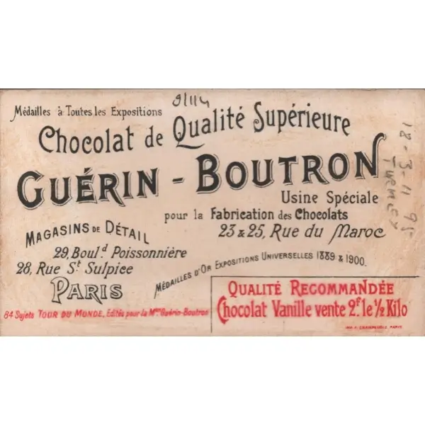 İstanbul görselli 3 adet Fransızca çikolata kartı, Chocolat Guérin-Boutron, ed. Delmasure, Paris, 7x11 cm