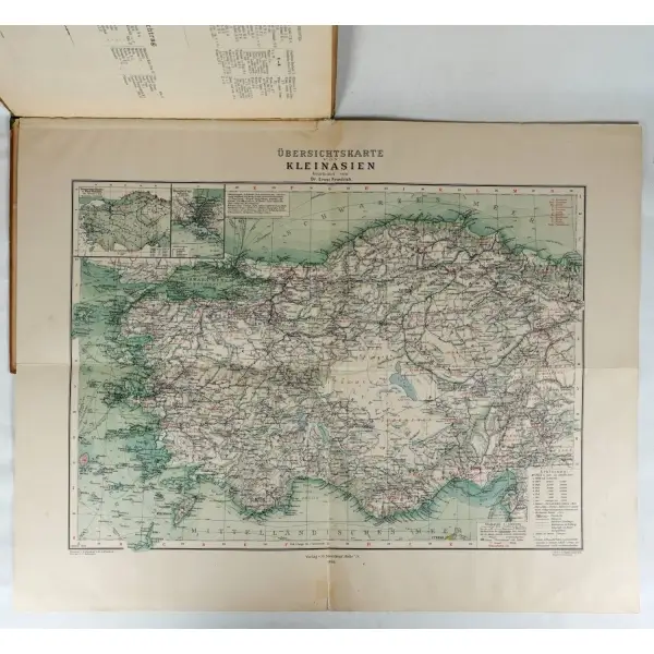 ÜBERSICHTSKARTE VON KLEINASIEN [Küçük Asya Haritasına Genel Bakış], Dr. Ernst Friedrich, Verlag Von G. Sternkopf, 1898, 16 sayfa indeks + 1 adet katlanır harita, 23x28