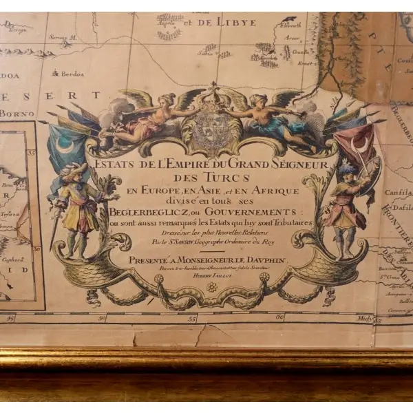 Fransızca Osmanlı İmparatorluğu ile imparatorluğa bağlı mülklerin görüldüğü elle renklendirilmiş 1686 tarihli harita, Alexis-Hubert Jaillot, 105x73 cm