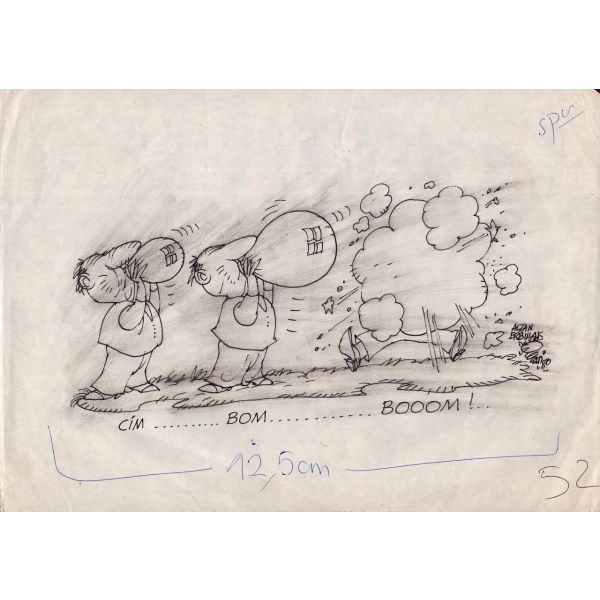 Karikatürist Altan Erbulak imzalı karikatür, 21x30 cm