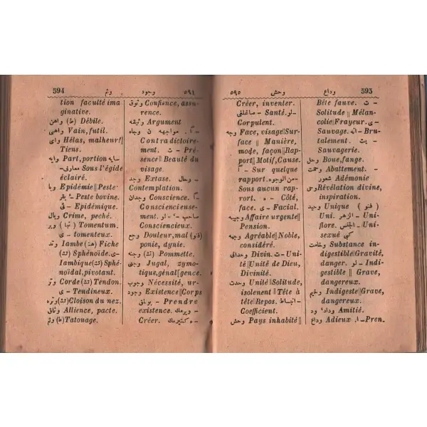 TÜRKÇE´DEN FRANSIZCA´YA KÜÇÜK LÜGAT (Osmanlıca ve Fransızca), Ohannes Kayseriyan, İstanbul 1304, Mahmut Bey Matbaası, 627 sayfa, 9x13 cm...