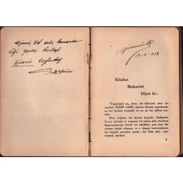 İLERİ-GERİ, M. Sıtkı, 1932, Milli Mecmua Matbaası, 79 sayfa, 14x20 cm, İTHAFLI VE İMZALI...