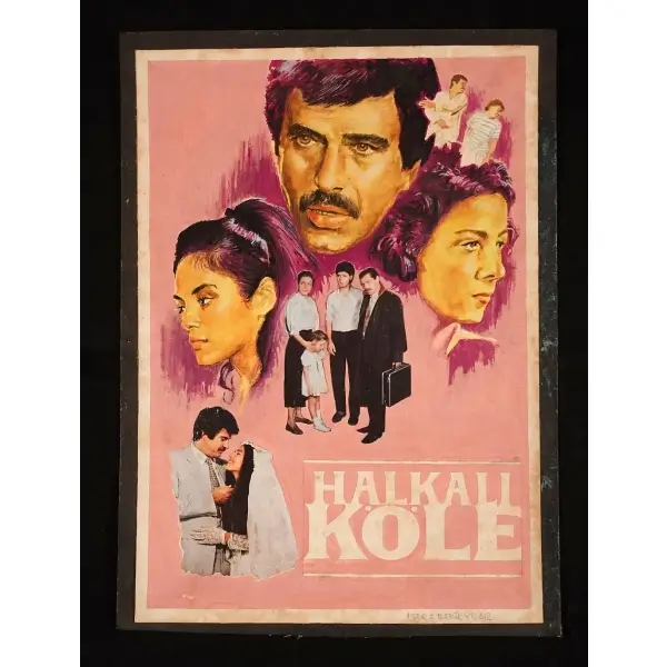 Başrollerinde Tarık Akan ve Zuhal Olcay´ın yer aldığı HALKALI KÖLE (1986) filminin orijinal afiş çizimi, 35x49 cm...