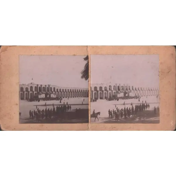 (Irak) Bağdat Yesare Kışlası görselli, streowiew fotoğraf, 13 Kanunisani 1321, 18x9 cm...