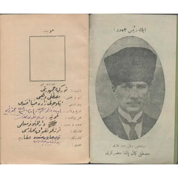 1340 tarihli Atatürk görselli 