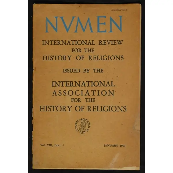NUMEN INTERNATİONAL REVIEW FOR THE RELIGIONS, Annamarie Schimmel (Cemile Kıratlı), 1961, International Association For The History Of Religions, 33 sayfa, 16x25  cm, İTHAFLI ve İMZALI...