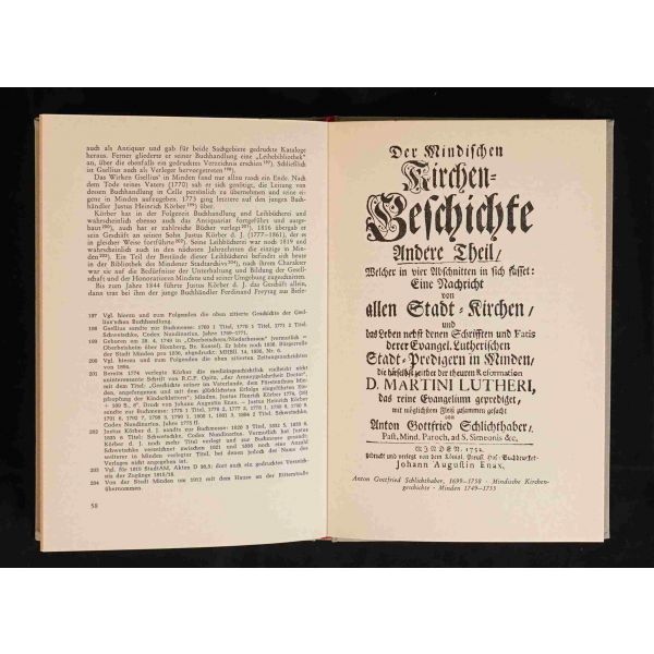 Almanya´nın Minden kasabasında faaliyet gösteren geçmiş zaman yayıncılarına, matbaacılarına ve mücellitlerine dair Almanca kitap: MINDENER BUCHGEWERBE, Johann Karl v. Schroeder, 1966/67, J.C.C. Bruns / Mindener Tageblatt, 80 sayfa, 14x21 cm...