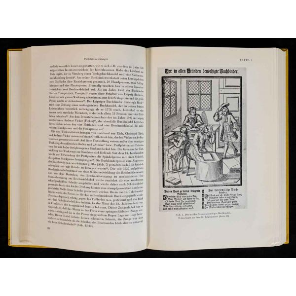 Alman ciltçilik tarihine dair iki ciltlik Almanca kitap: DAS DEUTSCHE BUCHBINDER-HANDWERK, Hellmuth Helwig, 1962, Anton Hiersemann, Stuttgart, 351+428 sayfa, 17x24 cm...
