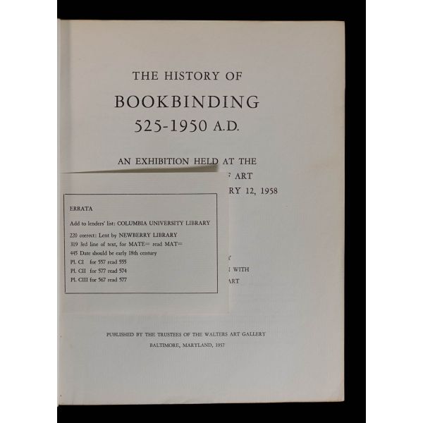 12 Kasım 1957-12 Ocak 1958 tarihleri arasında Baltimore Müzesi´nde düzenlenen 