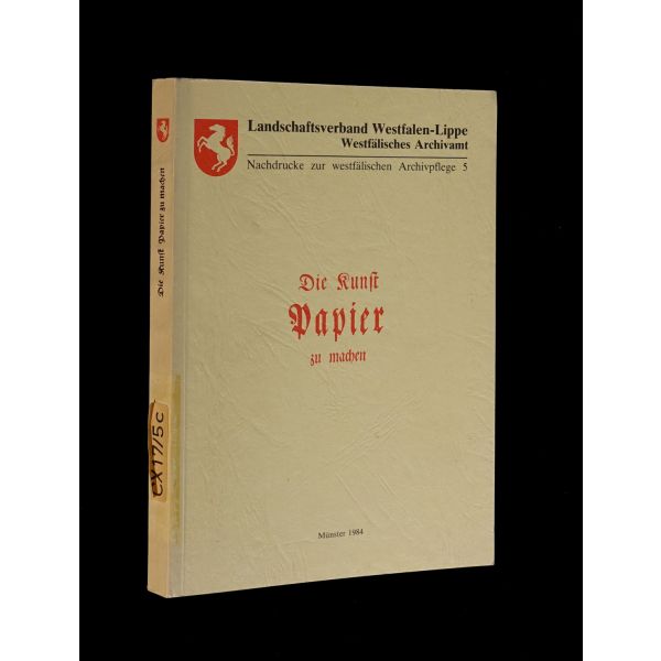 Kâğıt yapma sanatı hakkında 1762 yılında yayınlanan kitabın tıpkı basımı: DIE KUNST PAPIER ZU MACHEN, editör: Alfred Bruns, 1984, Landschaftsverband Westfalen-Lippe, 238 sayfa, 15x21 cm...
