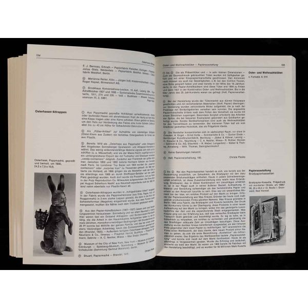 1860 ilâ 1930 yılları arasında lüks kâğıdın üretimi, işlemesi ve kullanımına dair Almanca kitap: DAS ABC DES LUXUSPAPIERS, Christa Pieske, 1983, Museum für Deutsche Volksunde Berlin, 377 sayfa, 17x24 cm...