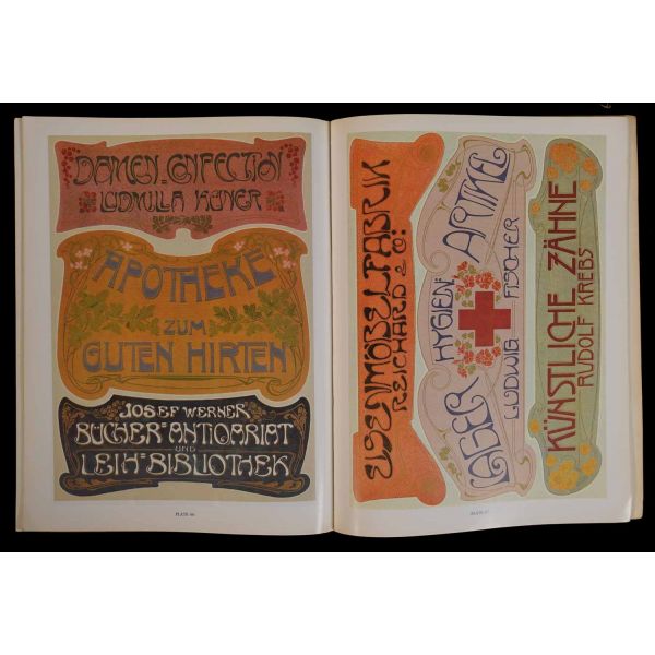 Tamamı renkli Art Nouveau stili yazı ve tasarım örnekleriyle bezeli İngilizce katalog: AUTHENTIC ART NOUVEAU LETTERING AND DESIGN, Josef Lehner & Eduard Mader, 1989, Dover Publications, New York, 60 sayfa, 24x31 cm...